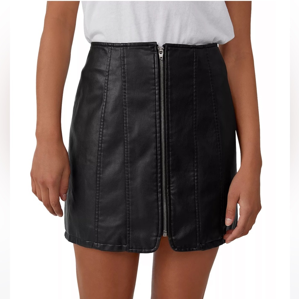 🌻🆕FREE PEOPLE Layla Vegan Mini Skirt-Size 10 - Picture 11 of 16